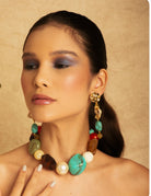 18k Filed Stone earring - Madmoizelle Closet
