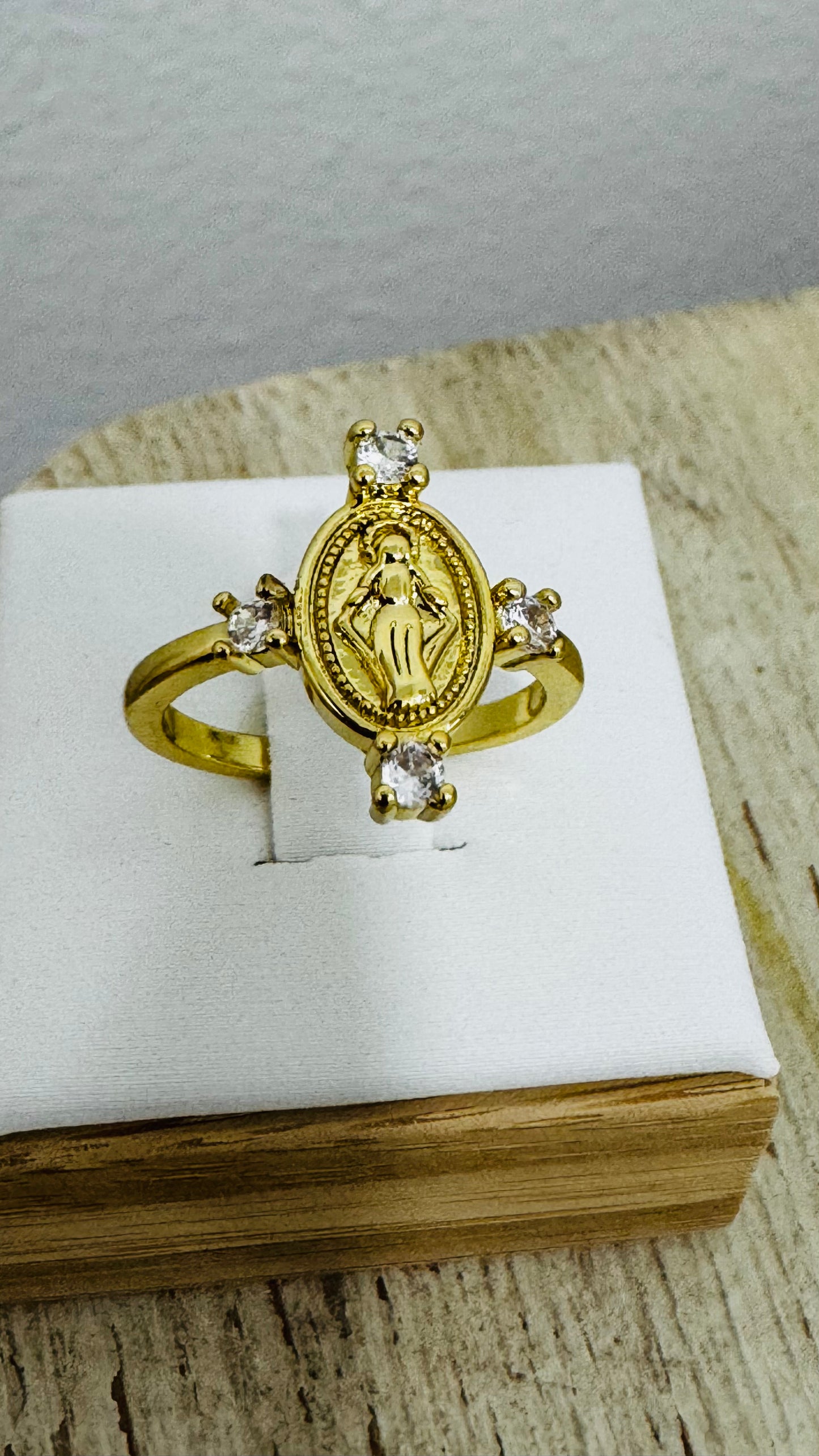 24K Gold Filled Oval Virgin Mary Ring