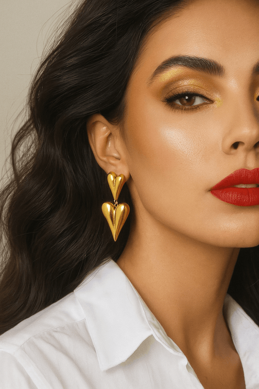 Adel 18K Gold Non - Tarnish Heart Earring - Madmoizelle Closet