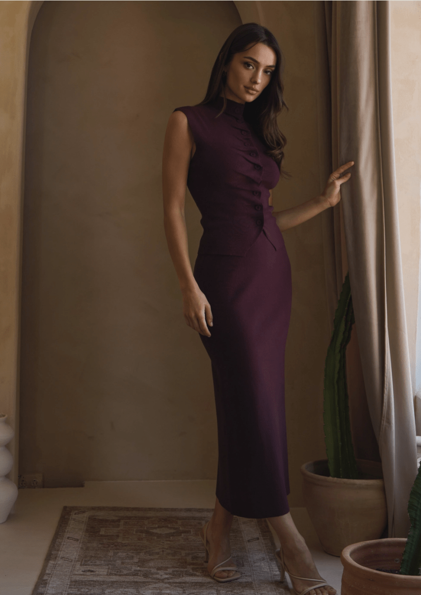 Alexandra Pleated Front Top & Skirt Set - Madmoizelle Closet