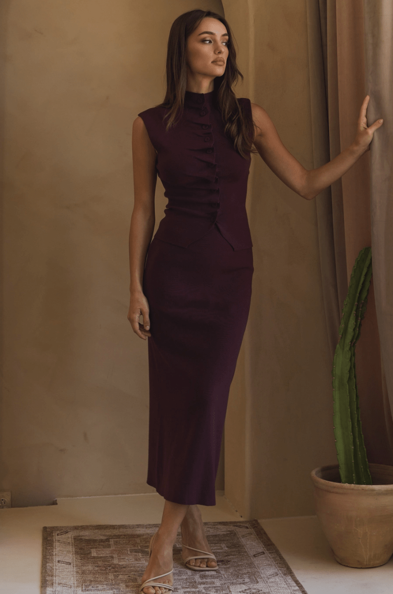 Alexandra Pleated Front Top & Skirt Set - Madmoizelle Closet