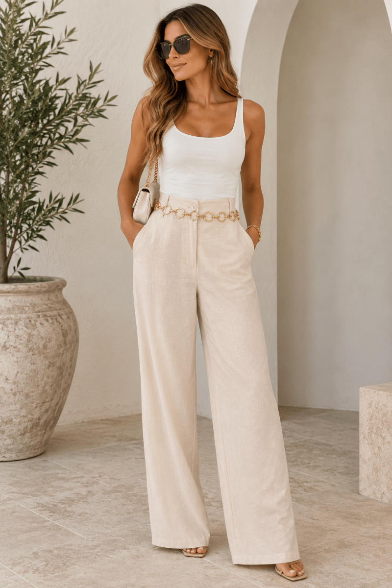 Amalfi Linen Blend Pants - Madmoizelle Closet