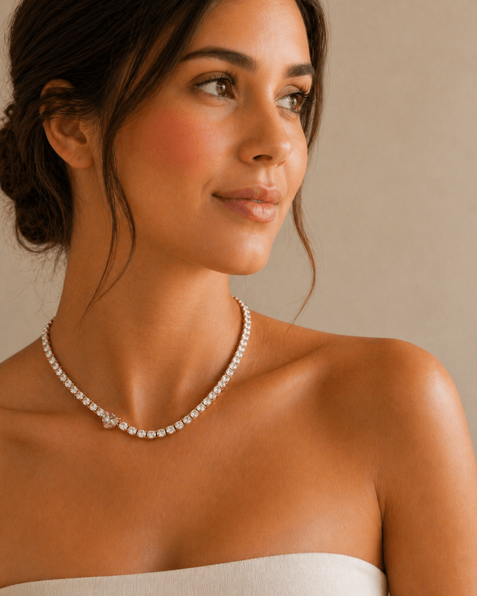 Amore Heart Tennis Necklace - Madmoizelle Closet