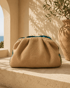 Azure Bloom Embellished Clutch - Madmoizelle Closet