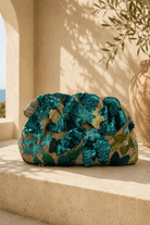 Azure Bloom Embellished Clutch - Madmoizelle Closet