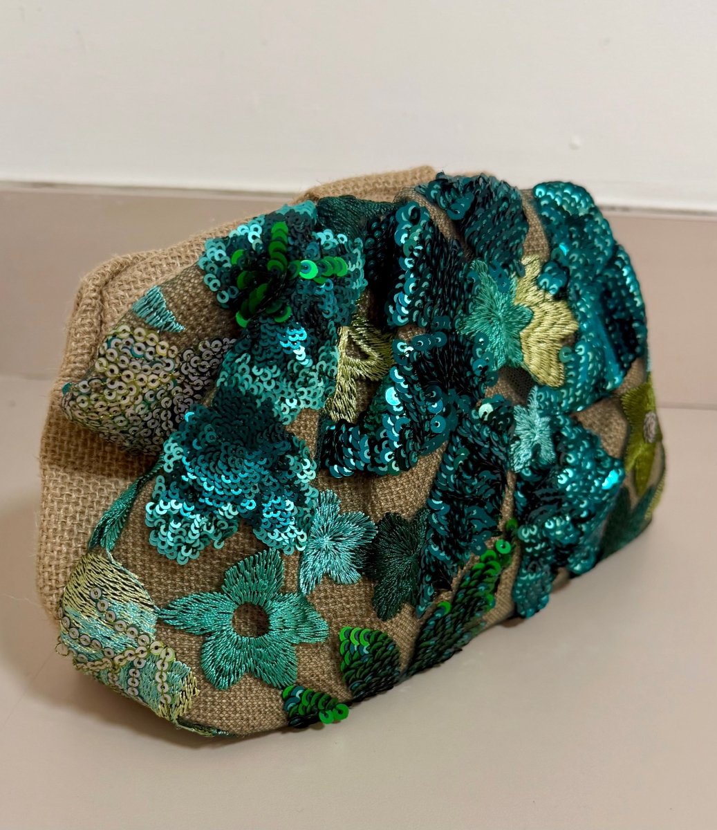 Azure Bloom Embellished Clutch - Madmoizelle Closet