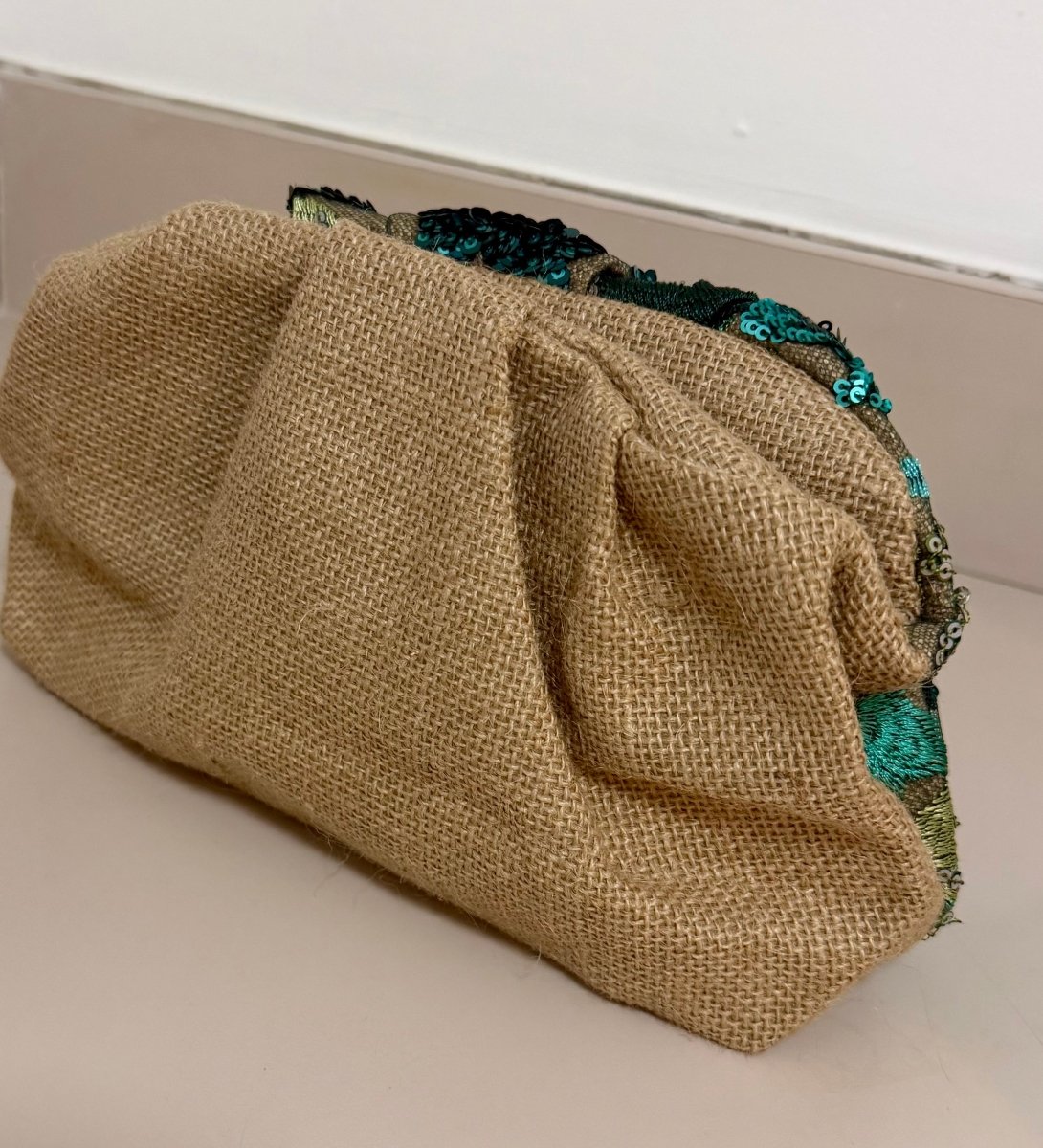 Azure Bloom Embellished Clutch - Madmoizelle Closet