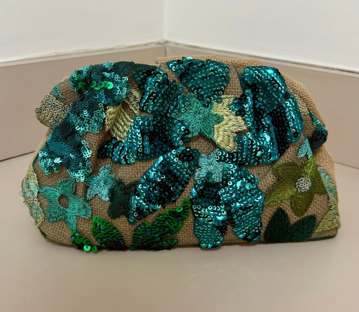 Azure Bloom Embellished Clutch - Madmoizelle Closet