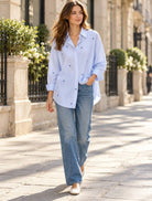Blue Bow Stripe Shirt - Madmoizelle Closet