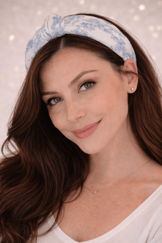 Blue Toile Knot Headband - Madmoizelle Closet