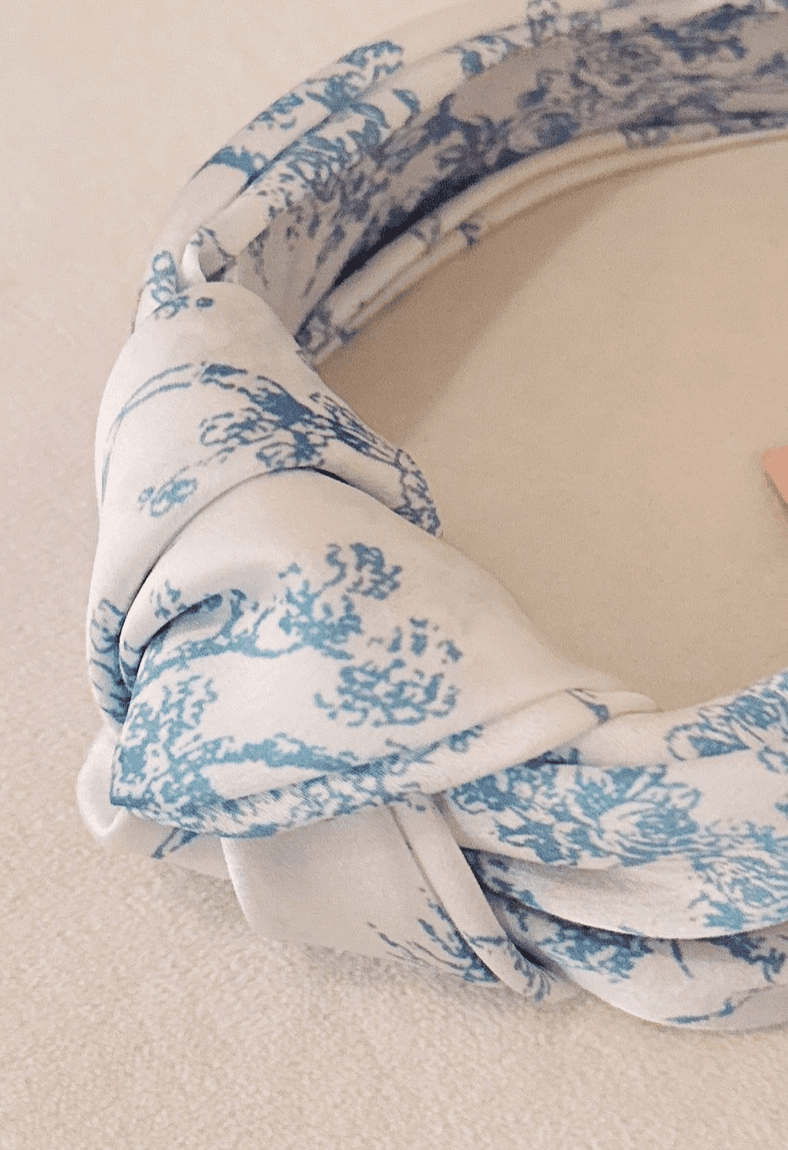 Blue Toile Knot Headband - Madmoizelle Closet