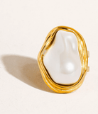 Cameron 18K Gold Non - Tarnish Classic Pearl Round Ring - Madmoizelle Closet