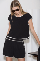 Chic Contrast Linen Blend Shorts - Madmoizelle Closet
