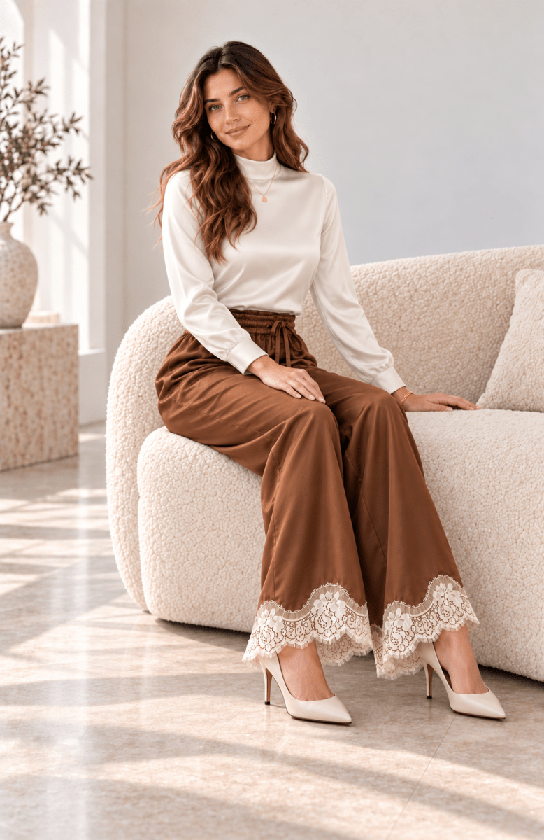Chloé Satin & Lace Pants - Madmoizelle Closet