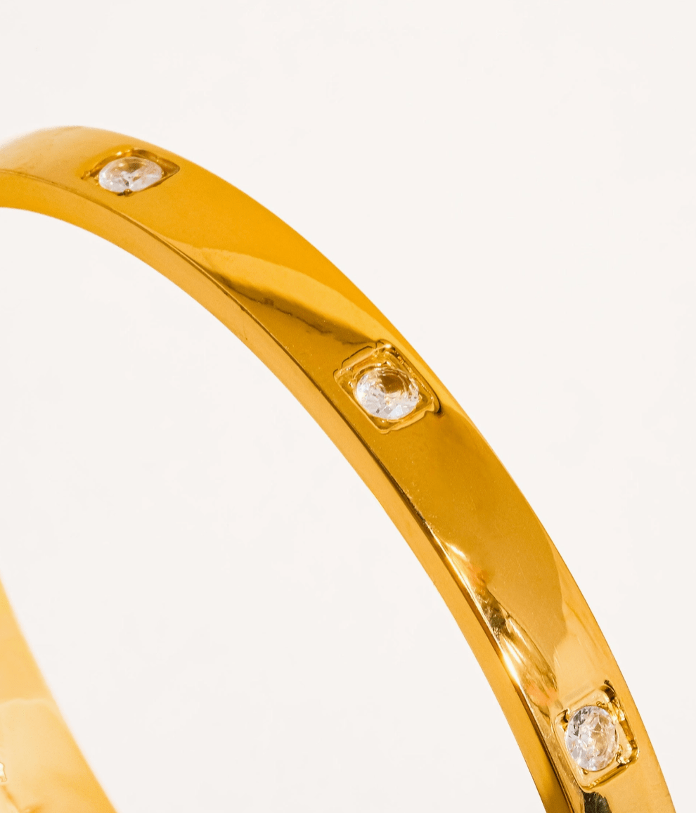 Cica 18K Gold Non - Tarnish Classic Cz Bangle - Madmoizelle Closet