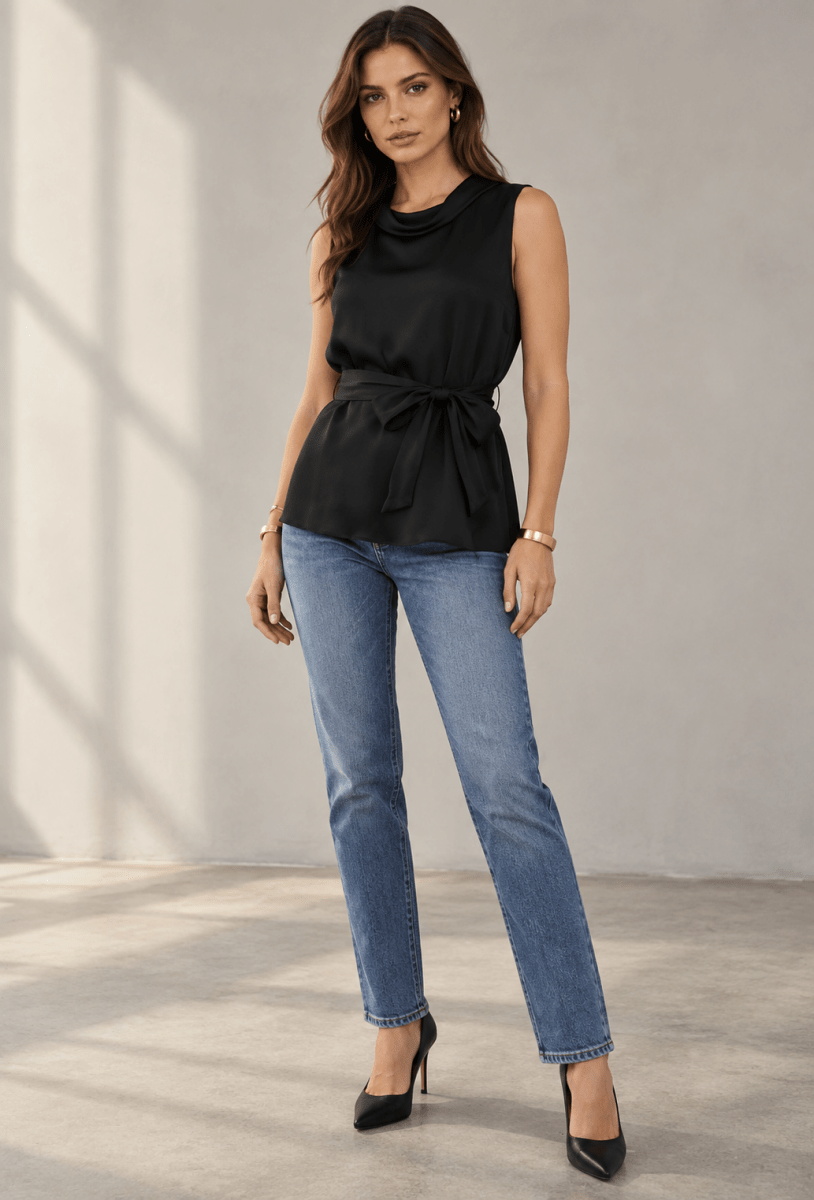 Danielle Sleeveless Top with Slit - Madmoizelle Closet