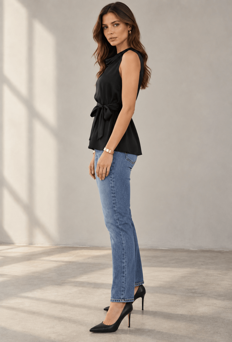 Danielle Sleeveless Top with Slit - Madmoizelle Closet