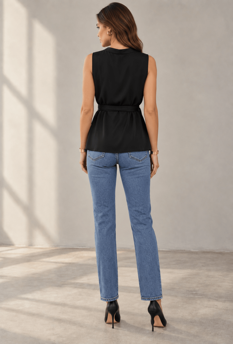 Danielle Sleeveless Top with Slit - Madmoizelle Closet