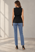 Danielle Sleeveless Top with Slit - Madmoizelle Closet