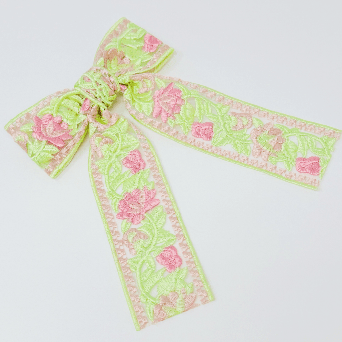 Delicate Embroidered Bow Hair Clip - Madmoizelle Closet