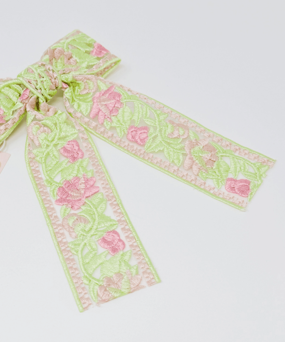Delicate Embroidered Bow Hair Clip - Madmoizelle Closet