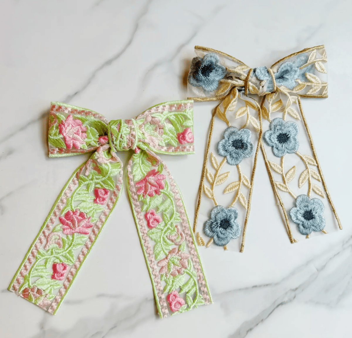 Delicate Embroidered Bow Hair Clip - Madmoizelle Closet