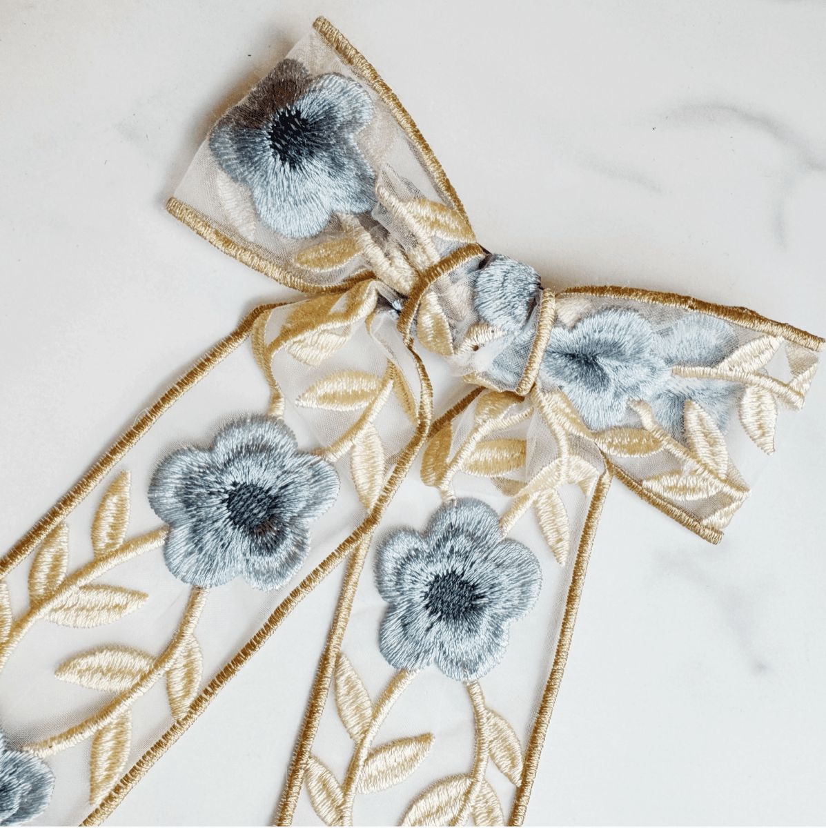 Delicate Embroidered Bow Hair Clip - Madmoizelle Closet