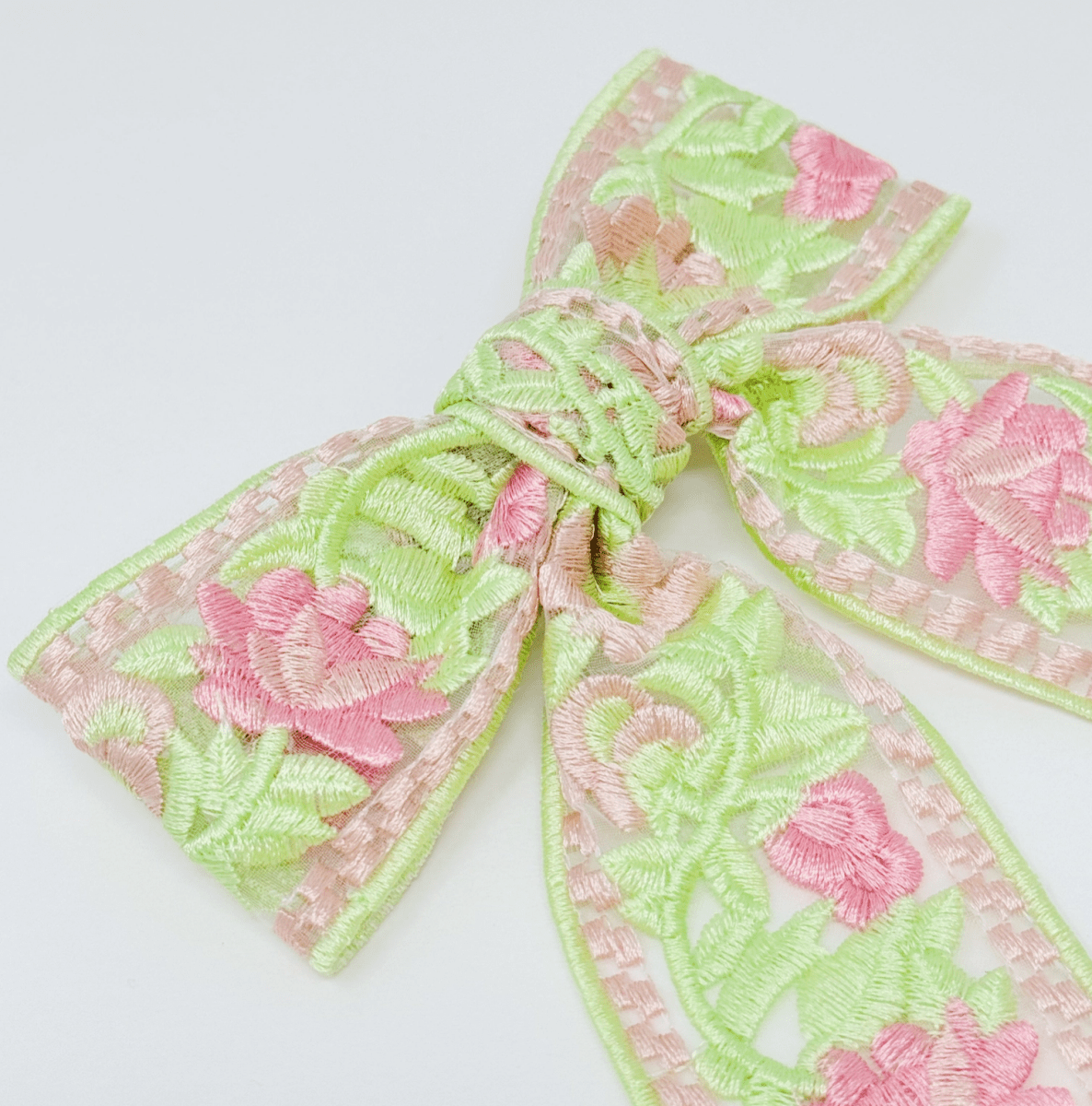 Delicate Embroidered Bow Hair Clip - Madmoizelle Closet