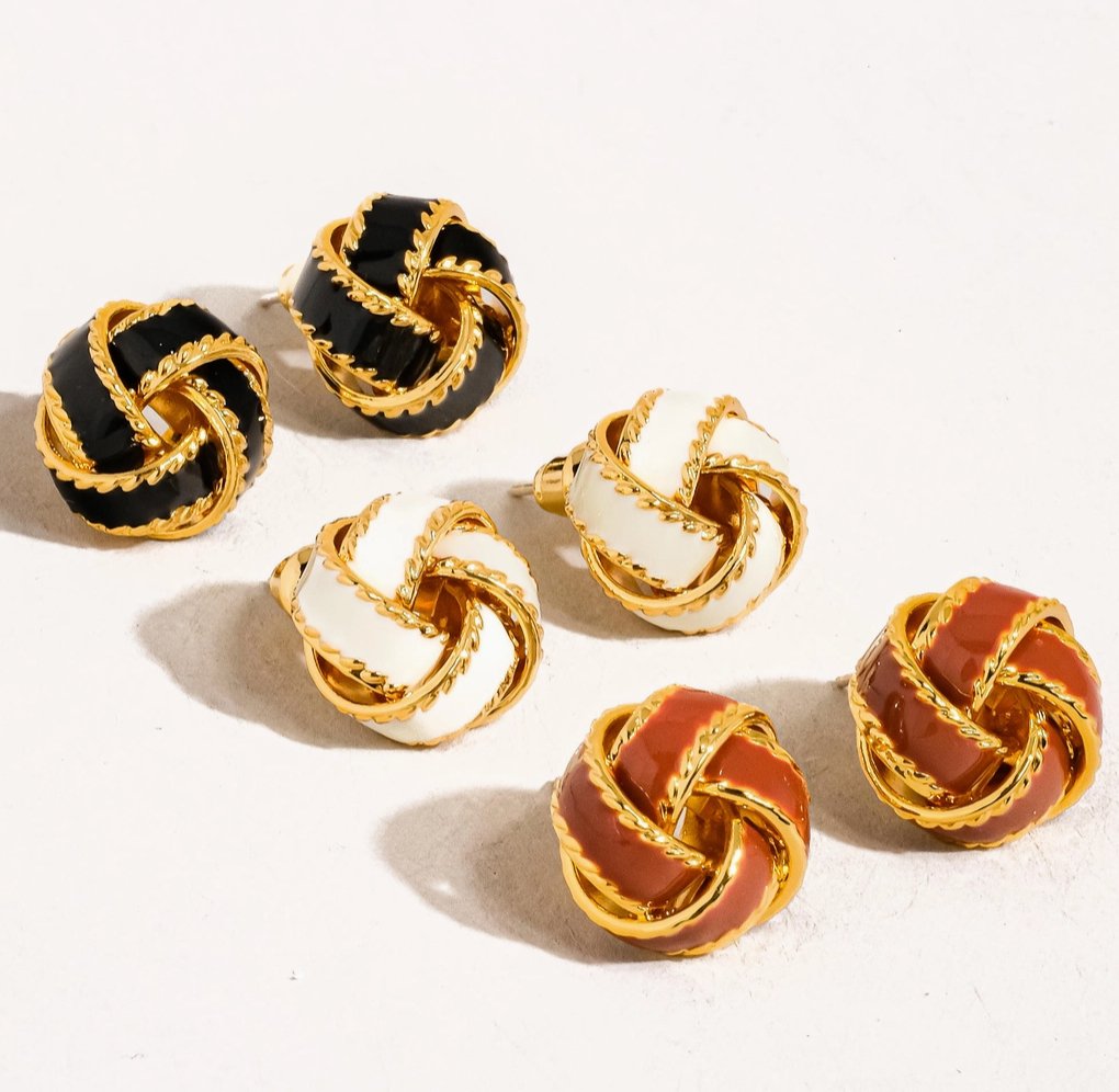 Elaine 18K Gold Basket Weaved Ball Studs - Madmoizelle Closet