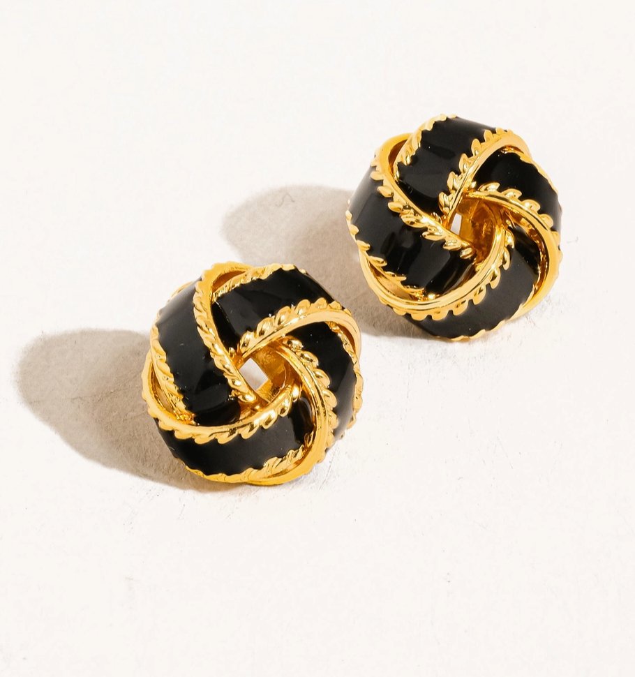 Elaine 18K Gold Basket Weaved Ball Studs - Madmoizelle Closet