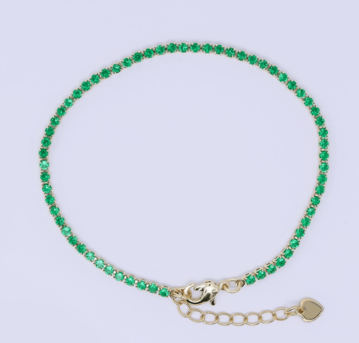 Emerald Green Tennis Bracelet – 24K Gold Finish - Madmoizelle Closet