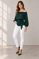 Emerald Satin Blouse - Madmoizelle Closet