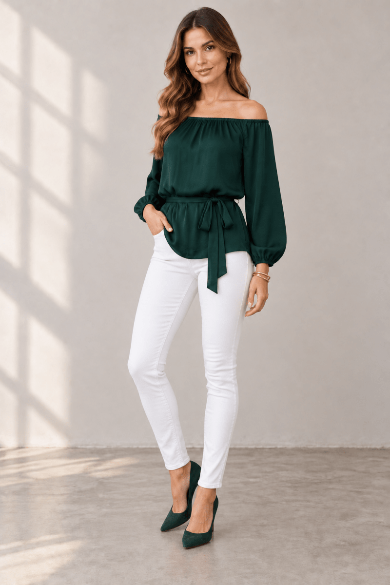 Emerald Satin Blouse - Madmoizelle Closet