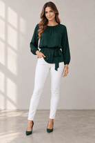 Emerald Satin Blouse - Madmoizelle Closet
