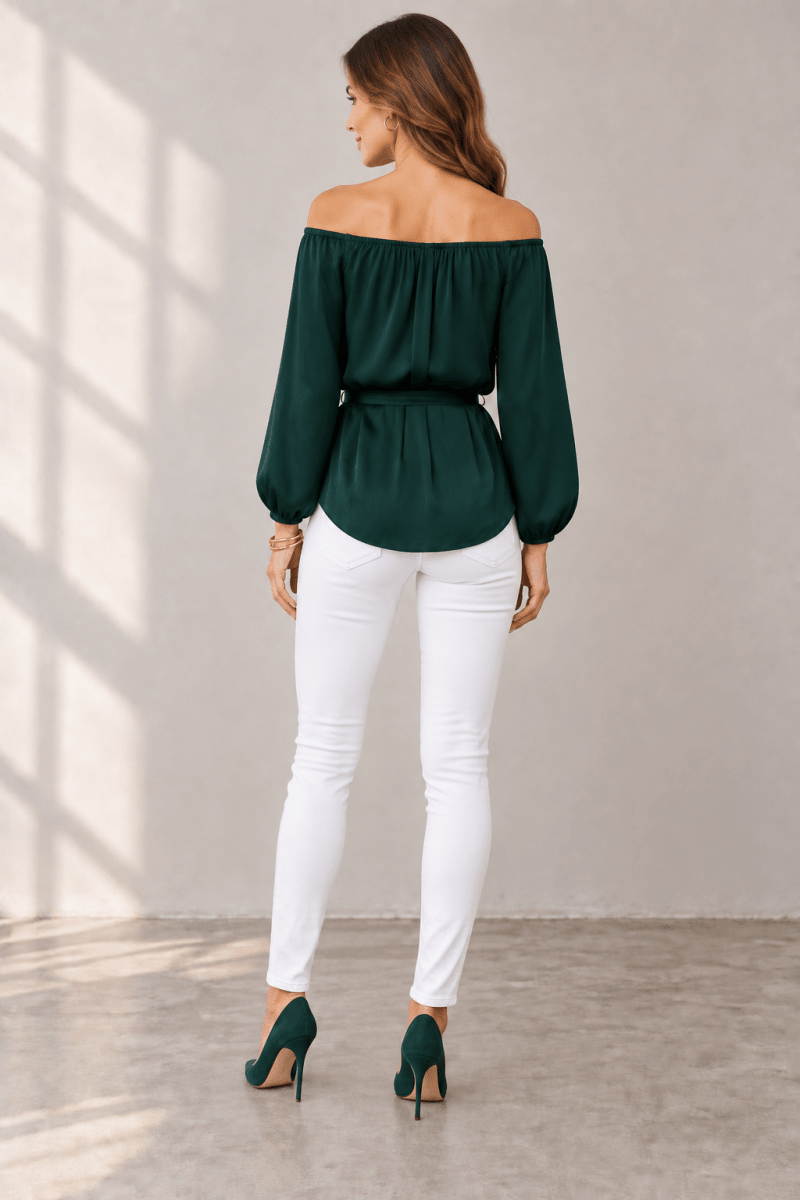Emerald Satin Blouse - Madmoizelle Closet