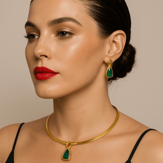 Esmeralda 18k Filed Earring and Nacklace - Madmoizelle Closet