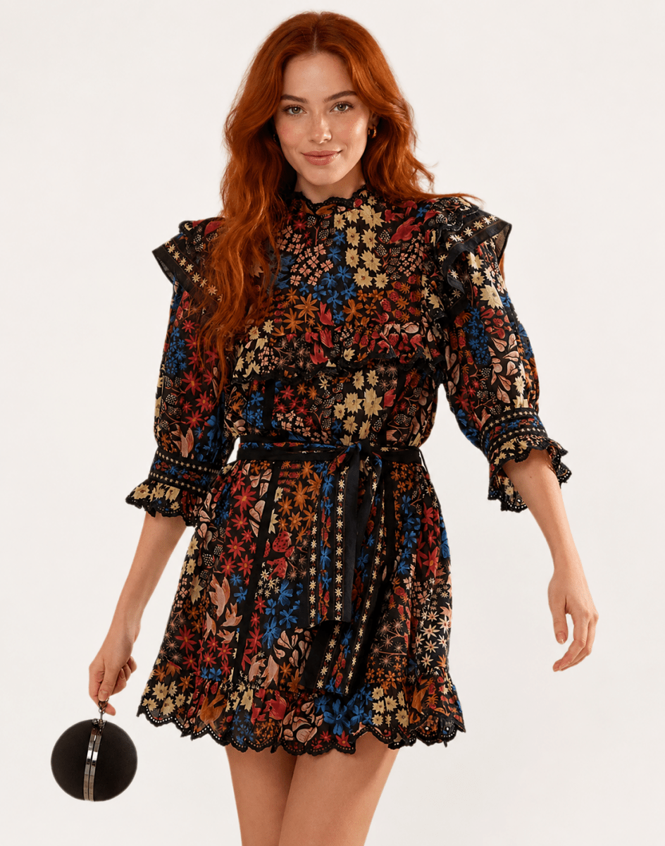FARM Rio Jujus Garden Ruffled Mini Dress - Madmoizelle Closet