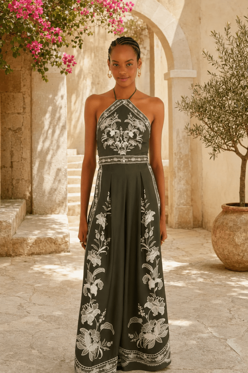 FARM Rio Lais Printed Halter Jumpsuit - Madmoizelle Closet