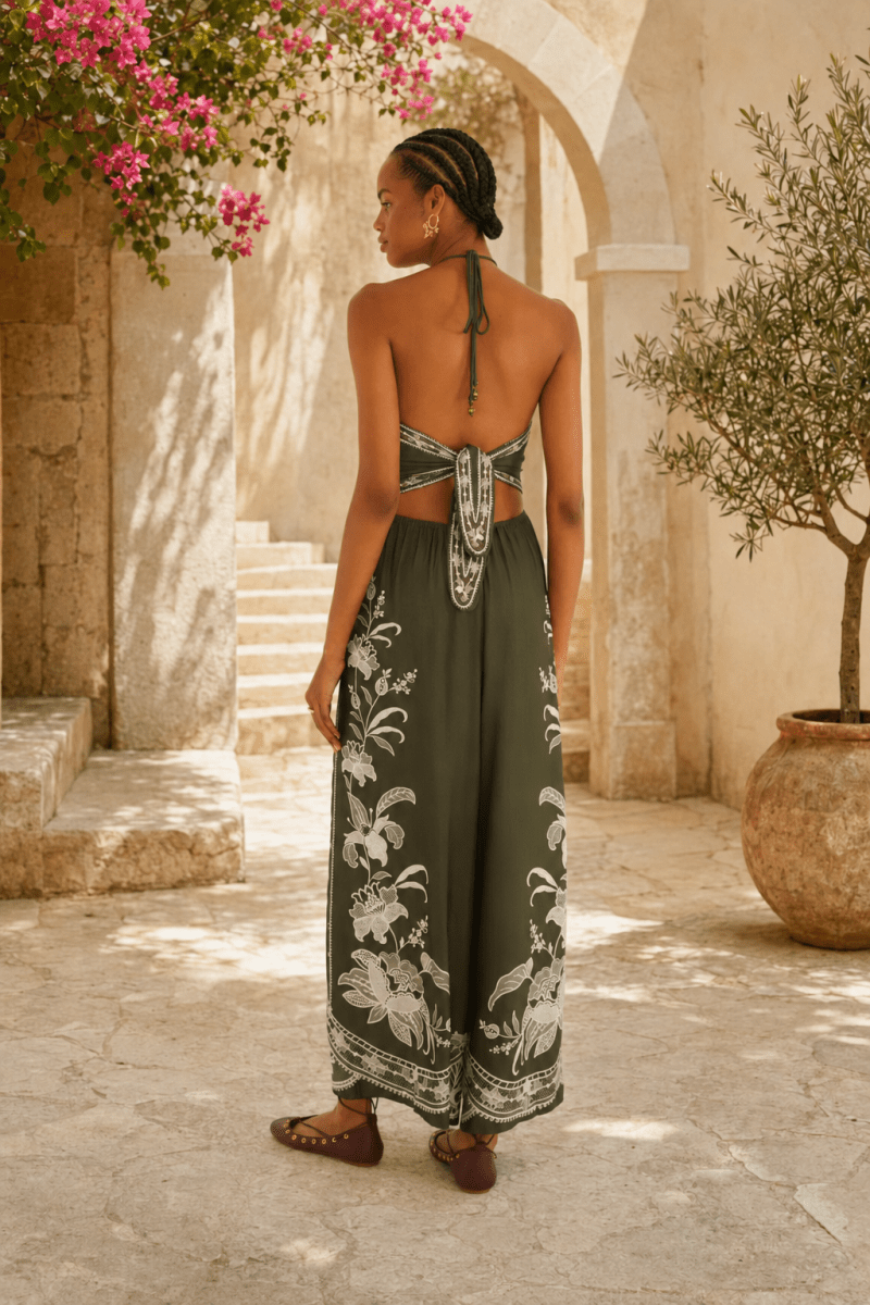 FARM Rio Lais Printed Halter Jumpsuit - Madmoizelle Closet