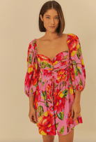 FARM RIO Short Dress with Sky Flower Print - Madmoizelle Closet