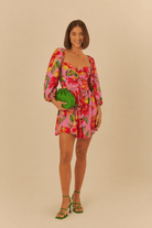 FARM RIO Short Dress with Sky Flower Print - Madmoizelle Closet