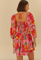 FARM RIO Short Dress with Sky Flower Print - Madmoizelle Closet