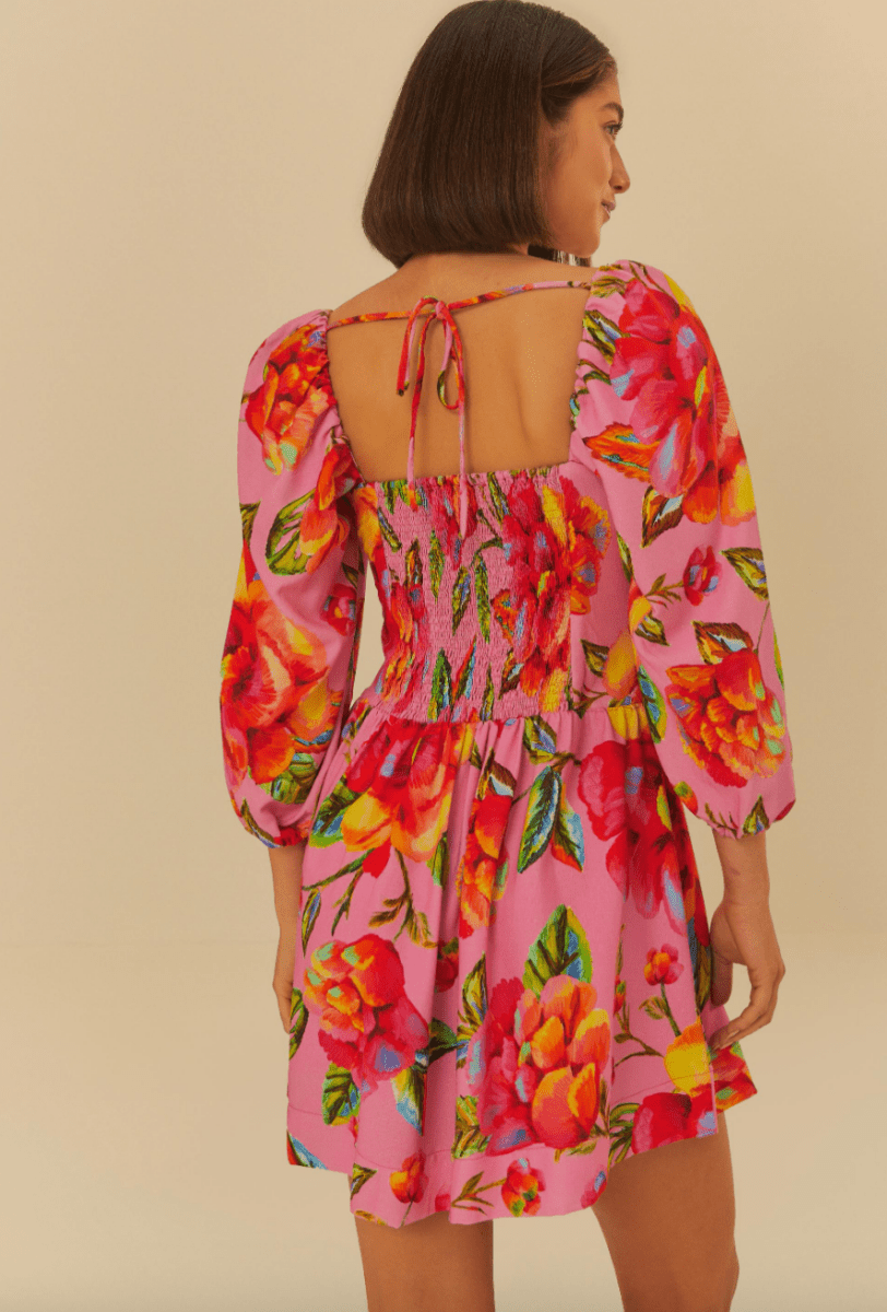 FARM RIO Short Dress with Sky Flower Print - Madmoizelle Closet