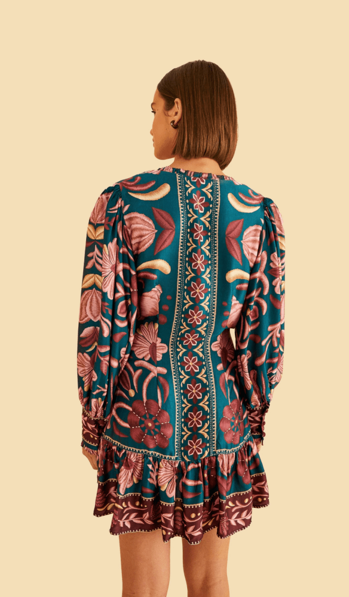 FARM RIO Teal seashell mini dress - Madmoizelle Closet