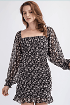 Floral Chiffon Smocked Mini Dress - Madmoizelle Closet