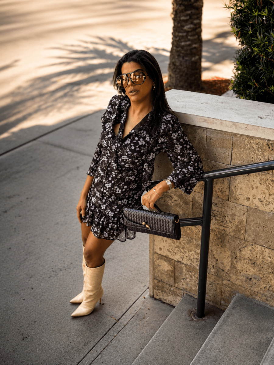 Floral Ruffle Mini Dress - Madmoizelle Closet