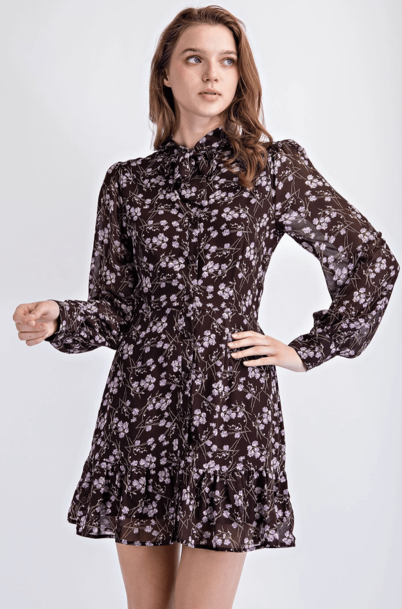 Floral Ruffle Mini Dress - Madmoizelle Closet