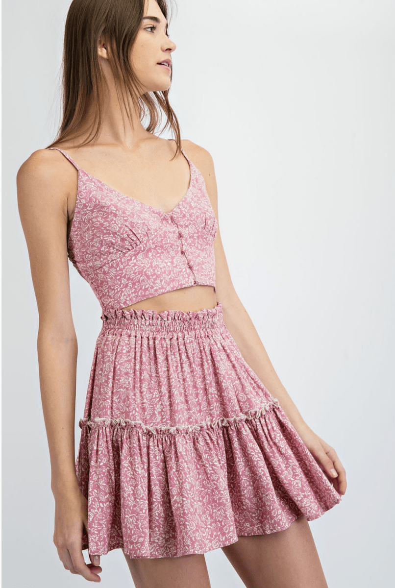 Floral Smocked Two - Piece Set - Madmoizelle Closet