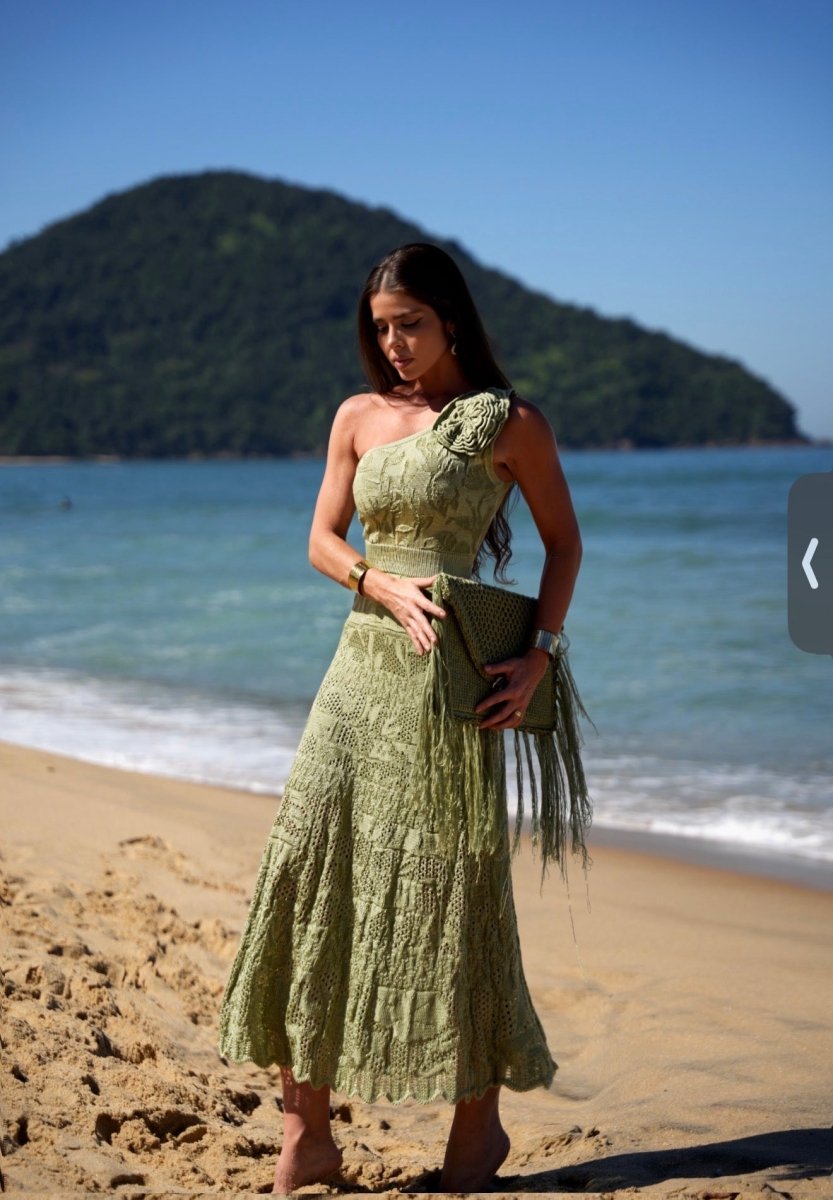 Fran One-Shoulder Knit Midi Dress. - Madmoizelle Closet