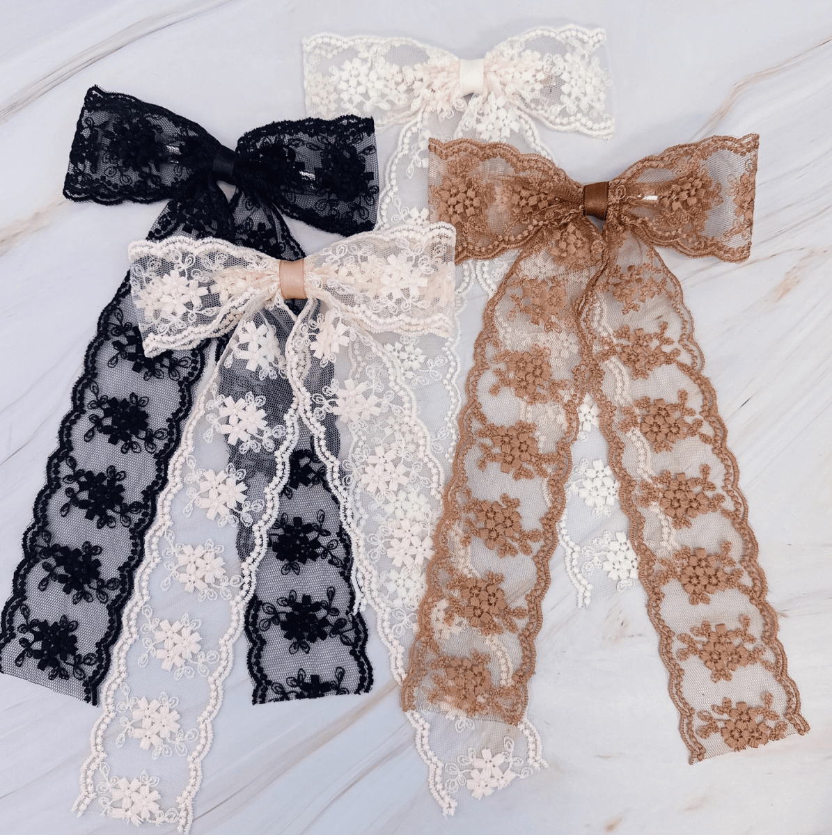 French Lace Sheer Bow Hair Clip - Madmoizelle Closet